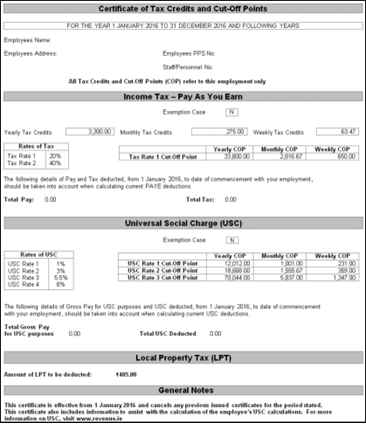 CollSoft Payroll Support HelpDesk - Tax Credit Certificate (TCC) -  Knowledge base
